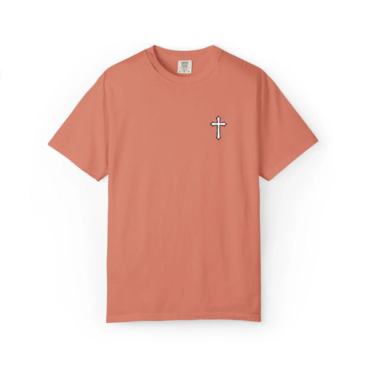 Cross Embroidered Tee T-Shirt | Garment-Dyed Vintage Cotton - Sheep Of Jesus