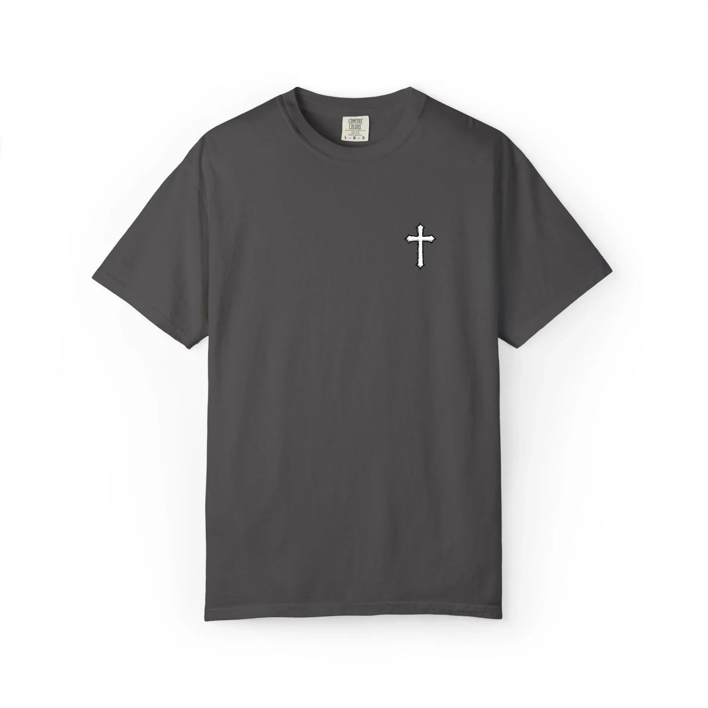 Cross Embroidered Tee T-Shirt | Garment-Dyed Vintage Cotton - Sheep Of Jesus