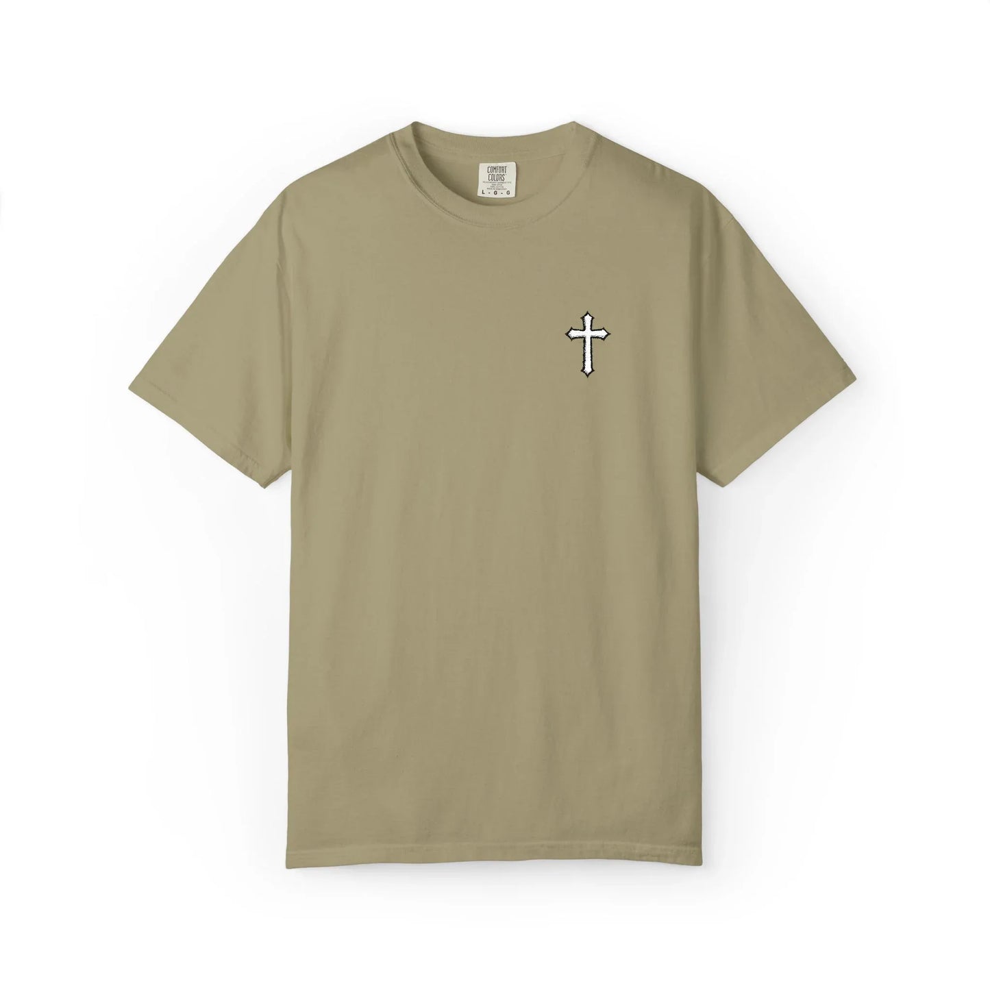Cross Embroidered Tee T-Shirt | Garment-Dyed Vintage Cotton - Sheep Of Jesus