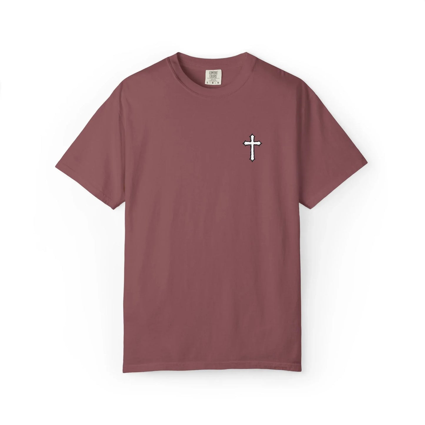 Cross Embroidered Tee T-Shirt | Garment-Dyed Vintage Cotton - Sheep Of Jesus