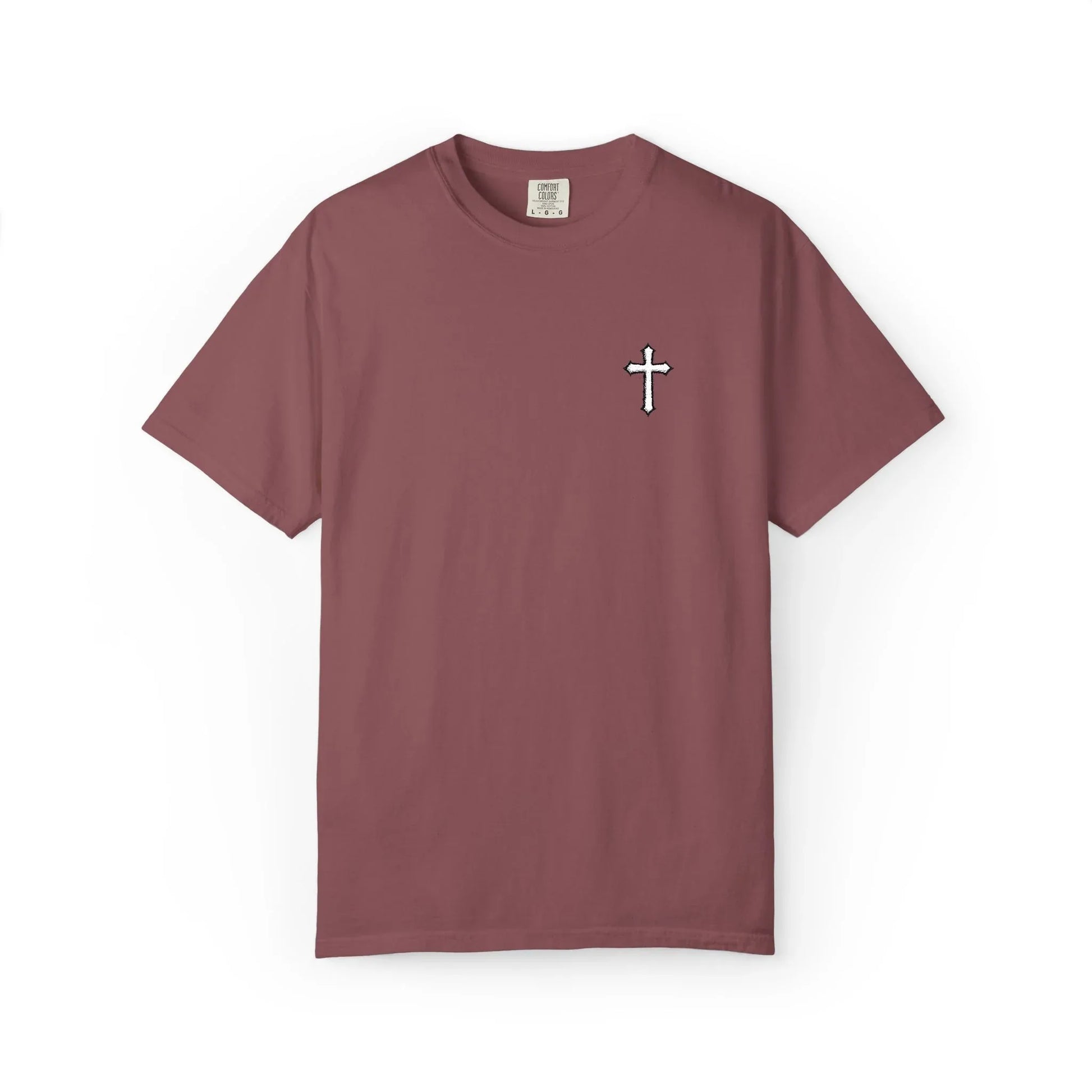 Cross Embroidered Tee T-Shirt | Garment-Dyed Vintage Cotton - Sheep Of Jesus