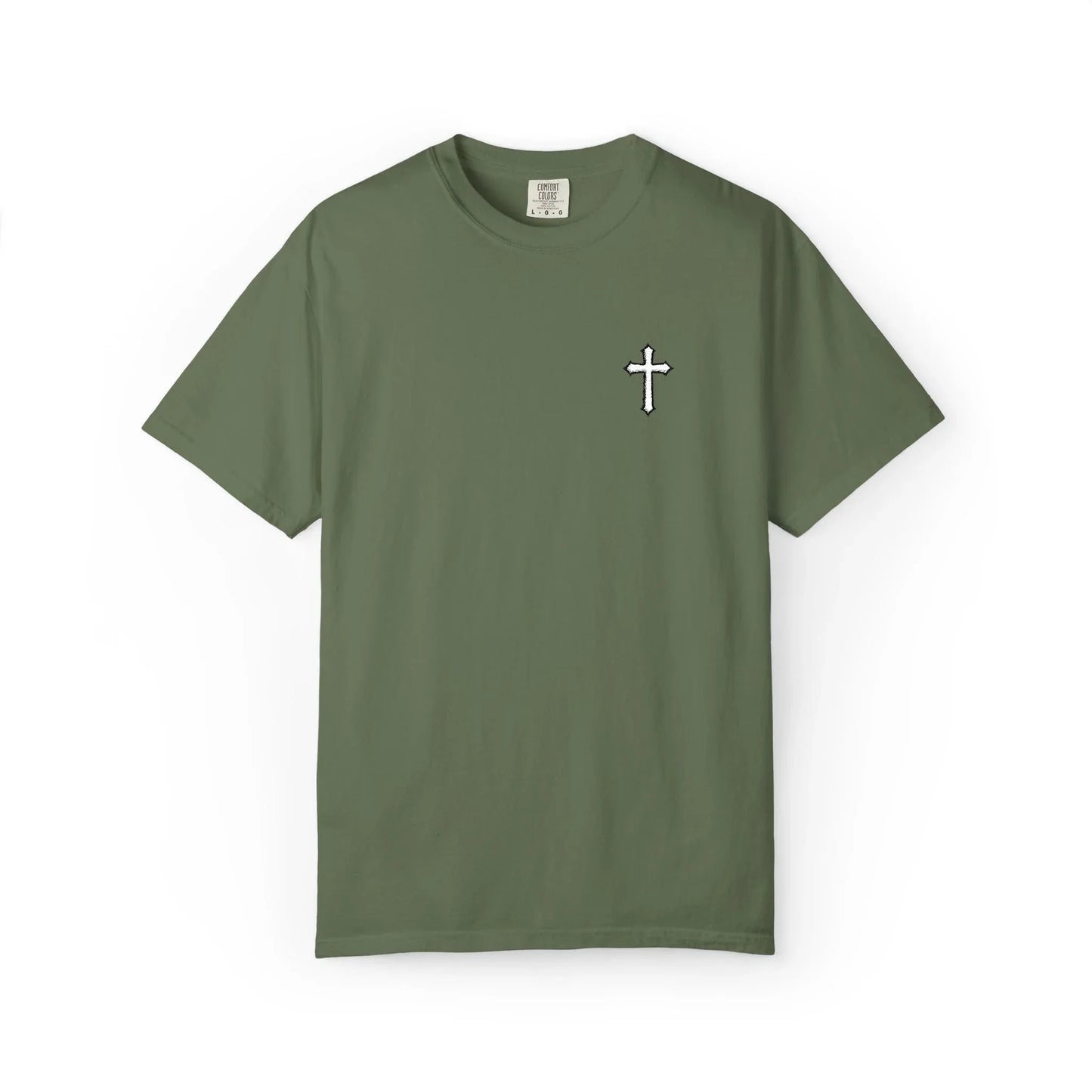 Cross Embroidered Tee T-Shirt | Garment-Dyed Vintage Cotton - Sheep Of Jesus