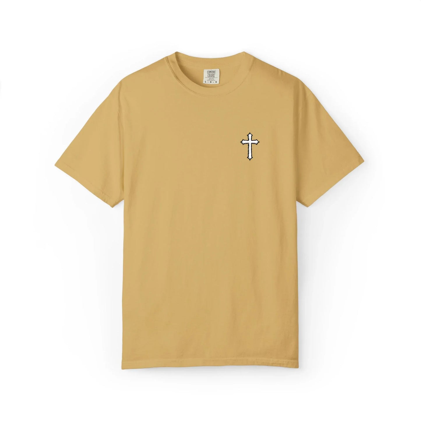 Cross Embroidered Tee T-Shirt | Garment-Dyed Vintage Cotton - Sheep Of Jesus