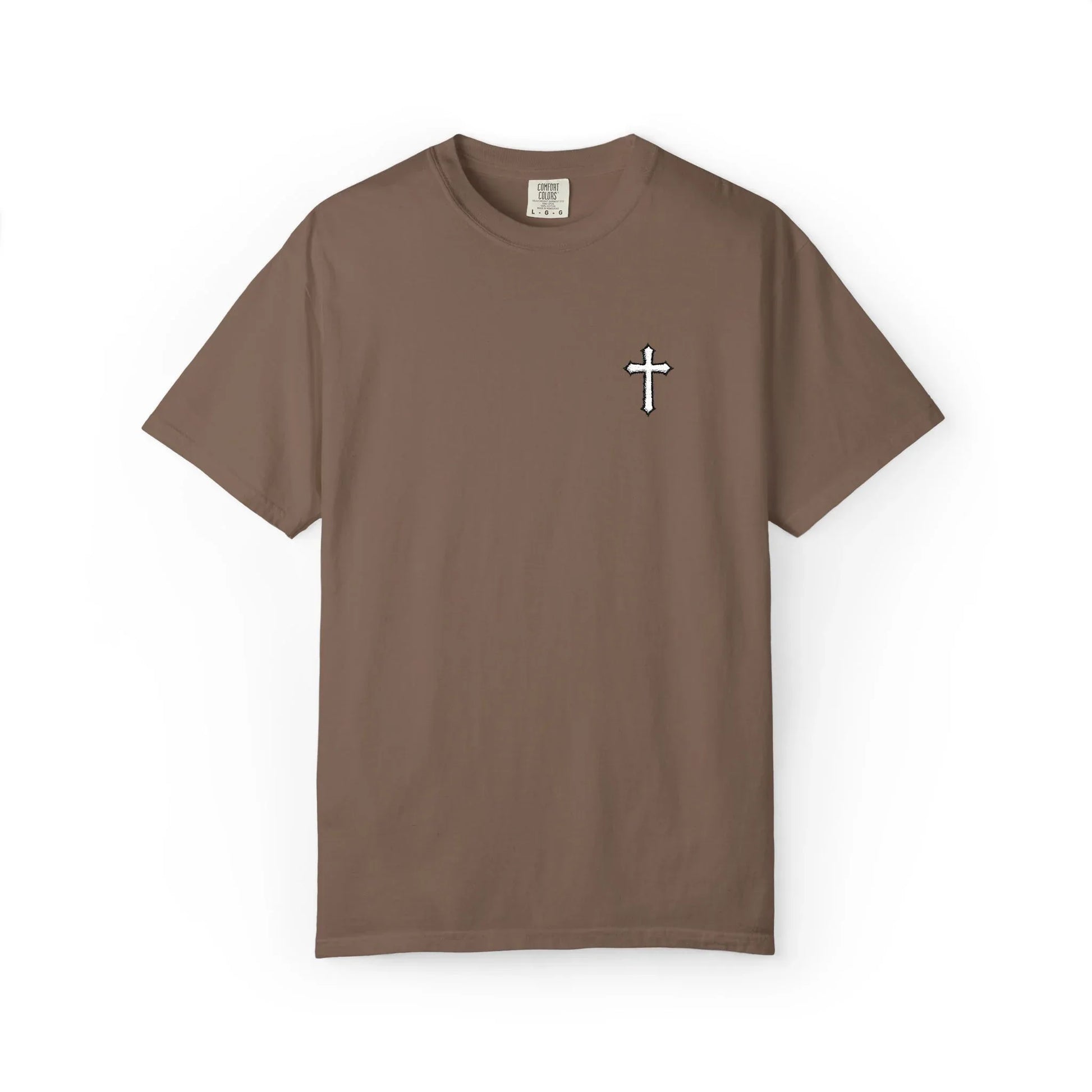 Cross Embroidered Tee T-Shirt | Garment-Dyed Vintage Cotton - Sheep Of Jesus