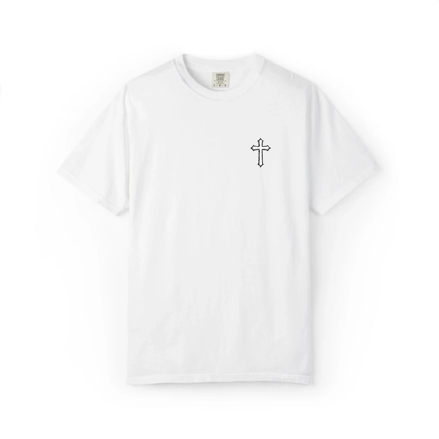 Cross Embroidered Tee T-Shirt | Garment-Dyed Vintage Cotton - Sheep Of Jesus