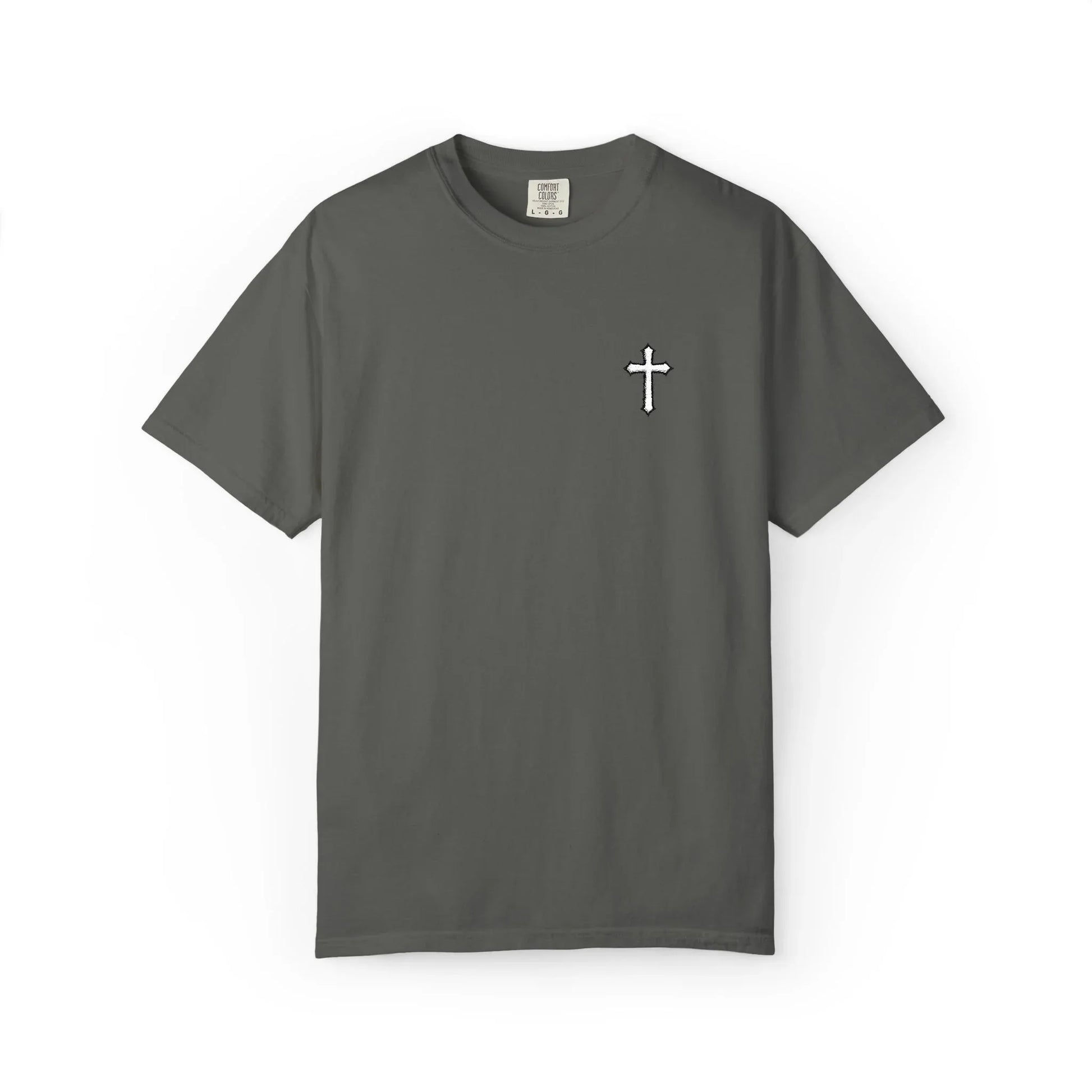 Cross Embroidered Tee T-Shirt | Garment-Dyed Vintage Cotton - Sheep Of Jesus