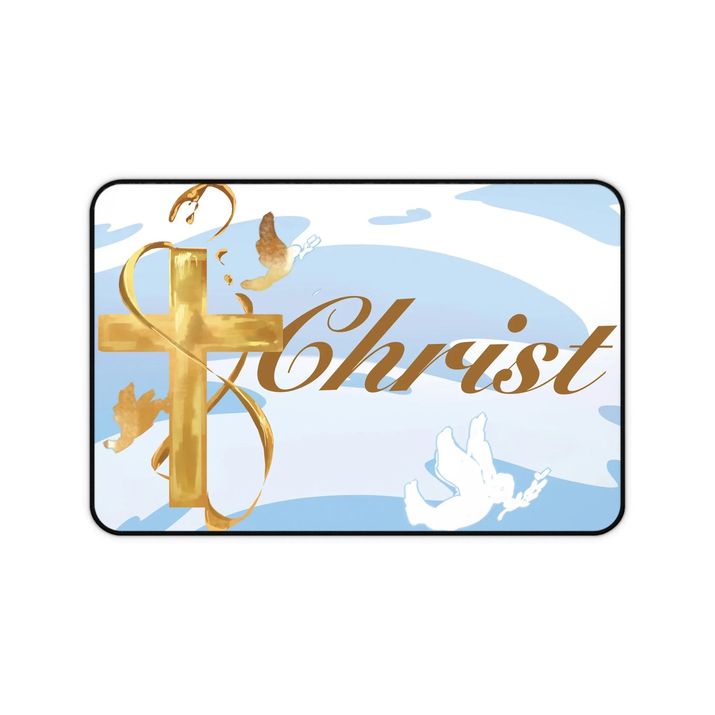 Christian inspired Desk Mat — Mouse Pad for Productivity & Daily Reminders — Simple Background Edition - Sheep Of Jesus