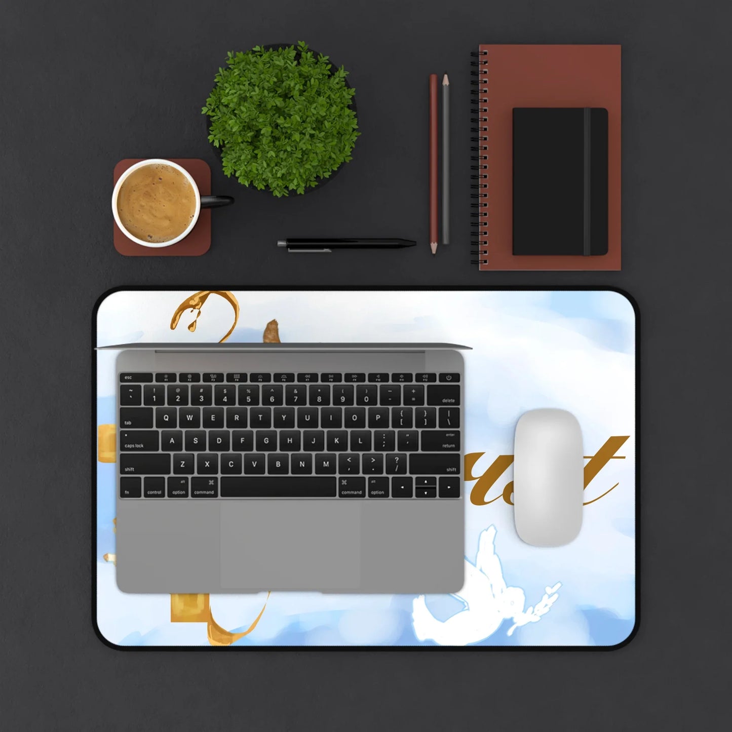 Christian inspired Desk Mat — Mouse Pad for Productivity & Daily Reminders — Cloud Background Edition - Sheep Of Jesus