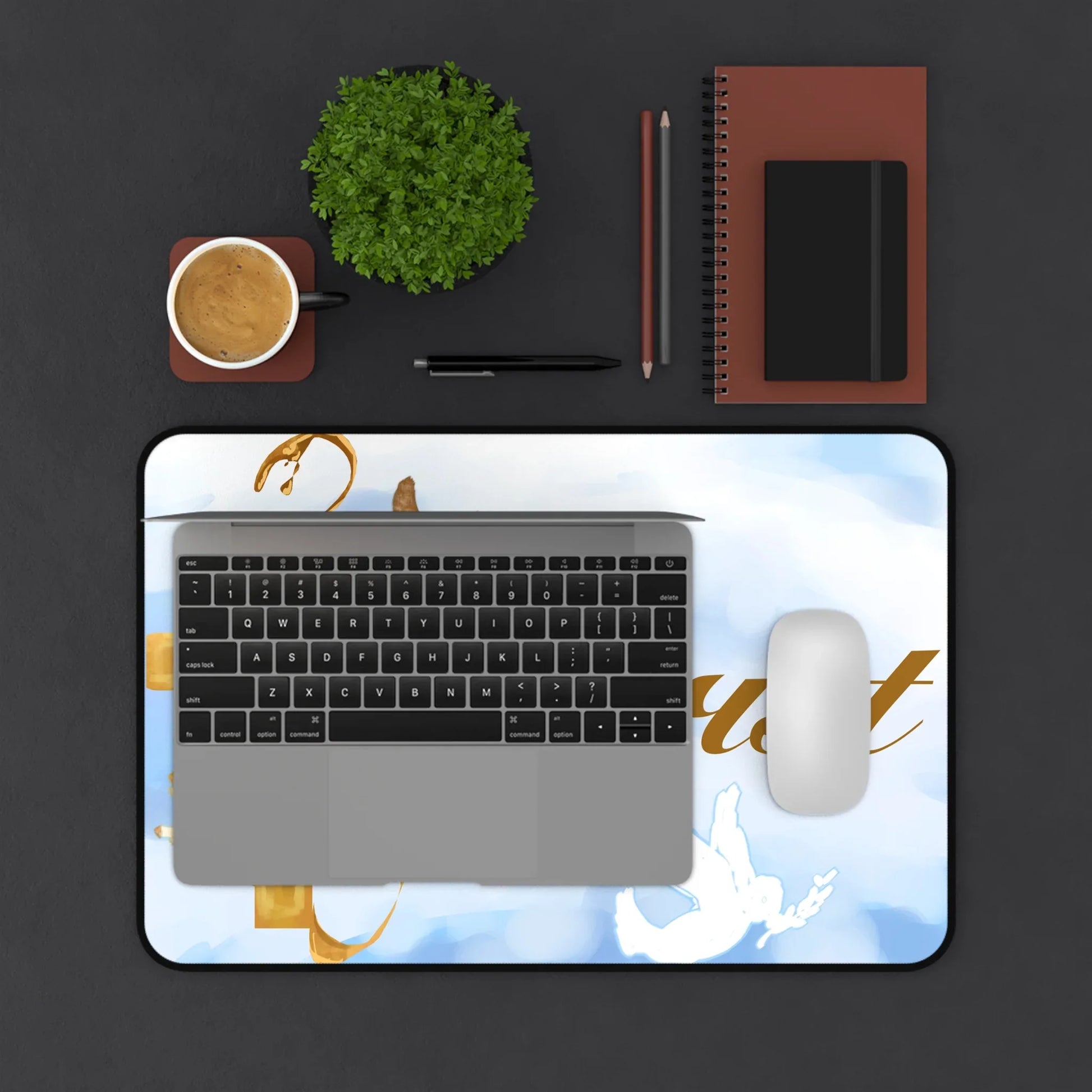 Christian inspired Desk Mat — Mouse Pad for Productivity & Daily Reminders — Cloud Background Edition - Sheep Of Jesus