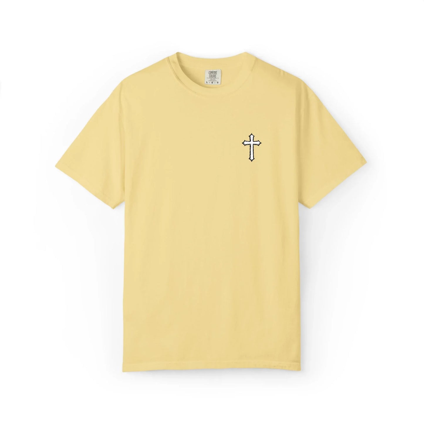 Cross Embroidered Tee T-Shirt | Garment-Dyed Vintage Cotton - Sheep Of Jesus
