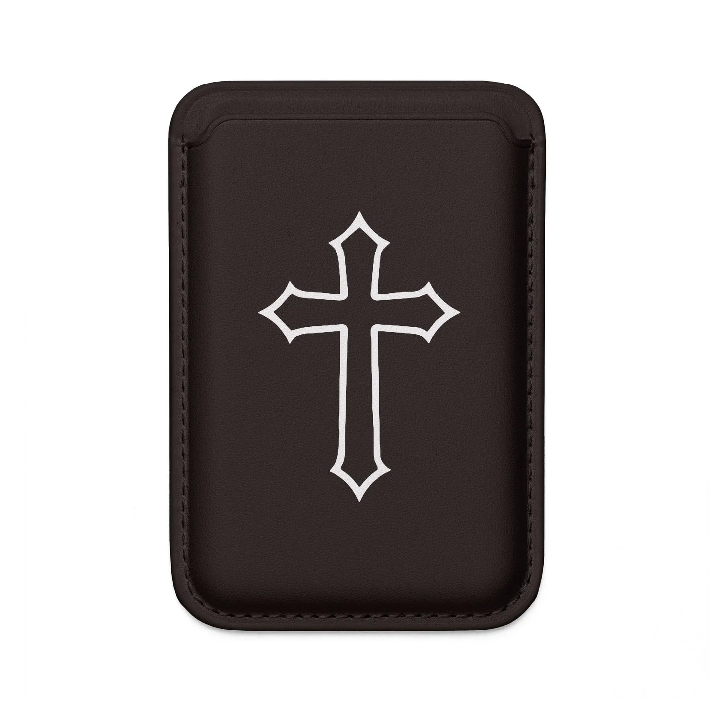 MagSafe Vegan Card Wallet with Cross — Slim Phone Wallet - Sheep Of Jesus