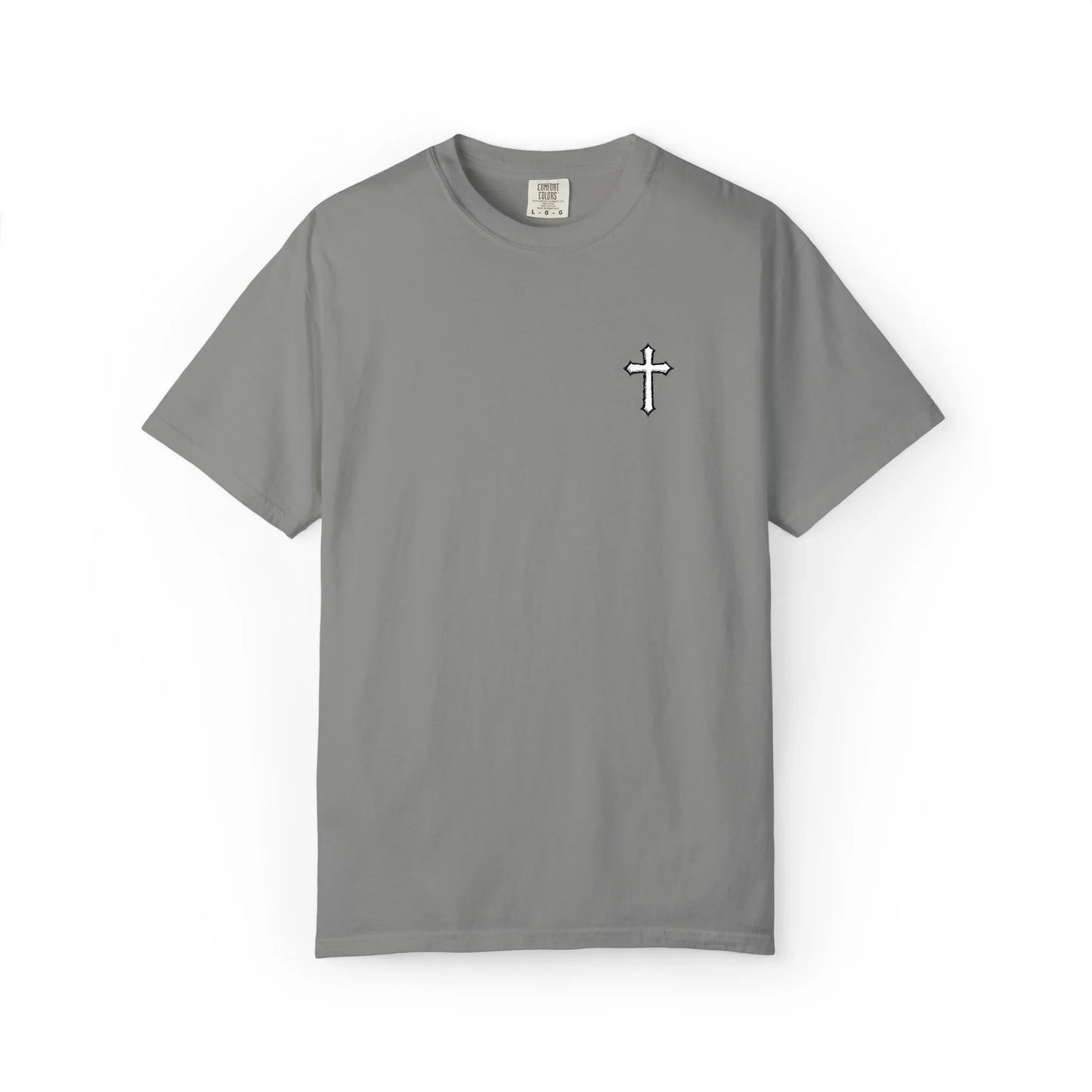 Cross Embroidered Tee T-Shirt | Garment-Dyed Vintage Cotton - Sheep Of Jesus