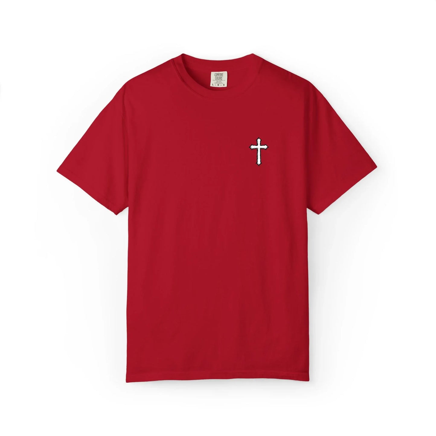 Cross Embroidered Tee T-Shirt | Garment-Dyed Vintage Cotton - Sheep Of Jesus