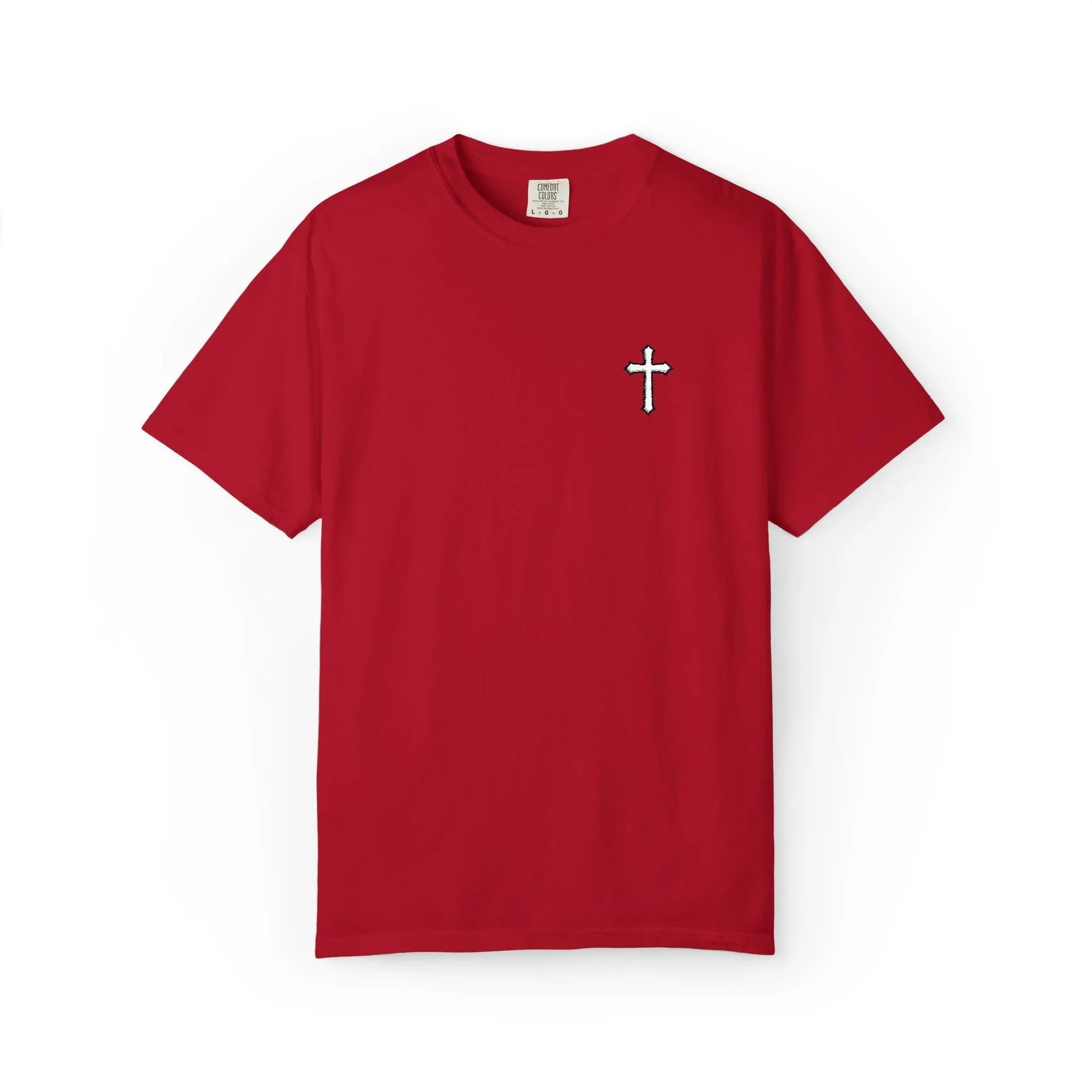 Cross Embroidered Tee T-Shirt | Garment-Dyed Vintage Cotton - Sheep Of Jesus