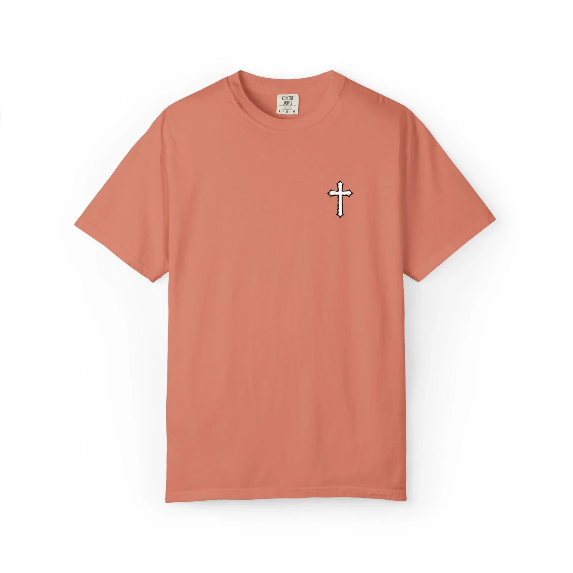 Cross Embroidered Tee T-Shirt | Garment-Dyed Vintage Cotton - Sheep Of Jesus