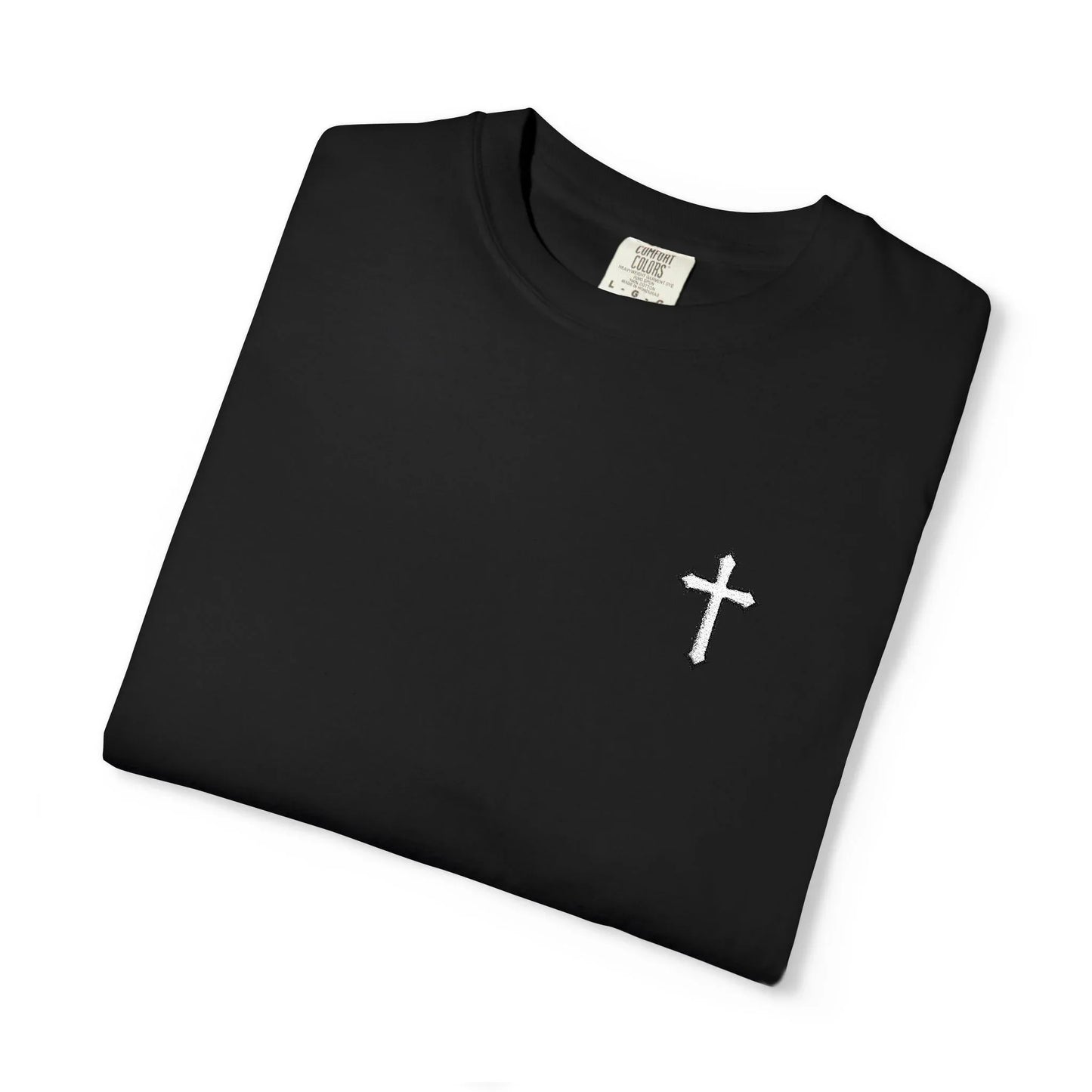 Cross Embroidered Tee T-Shirt | Garment-Dyed Vintage Cotton - Sheep Of Jesus