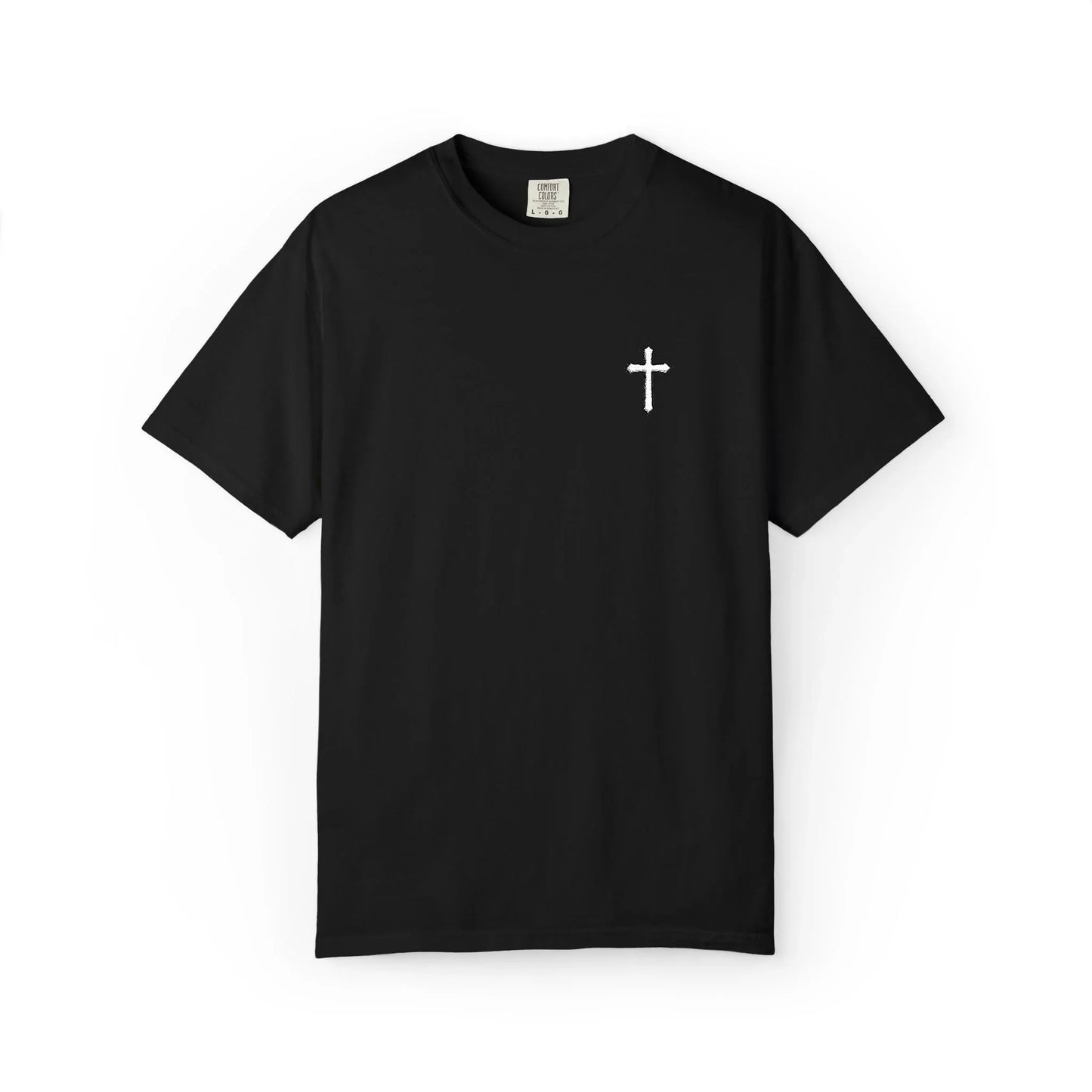 Cross Embroidered Tee T-Shirt | Garment-Dyed Vintage Cotton - Sheep Of Jesus