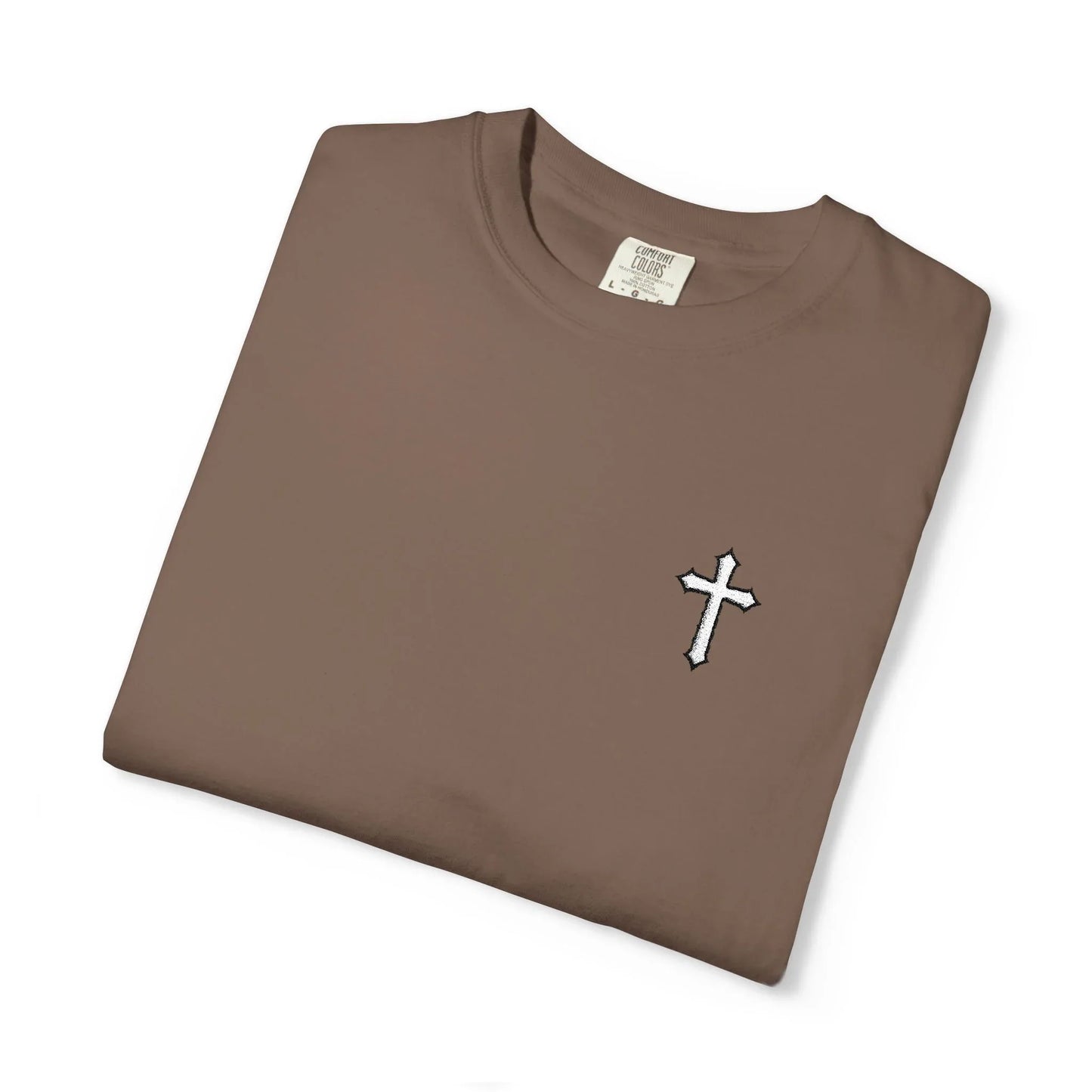 Cross Embroidered Tee T-Shirt | Garment-Dyed Vintage Cotton - Sheep Of Jesus