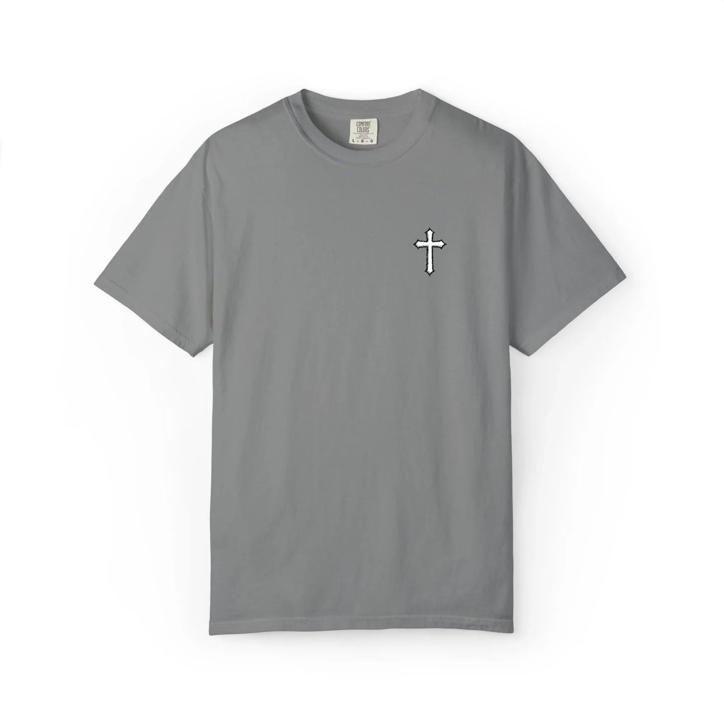 Cross Embroidered Tee T-Shirt | Garment-Dyed Vintage Cotton - Sheep Of Jesus