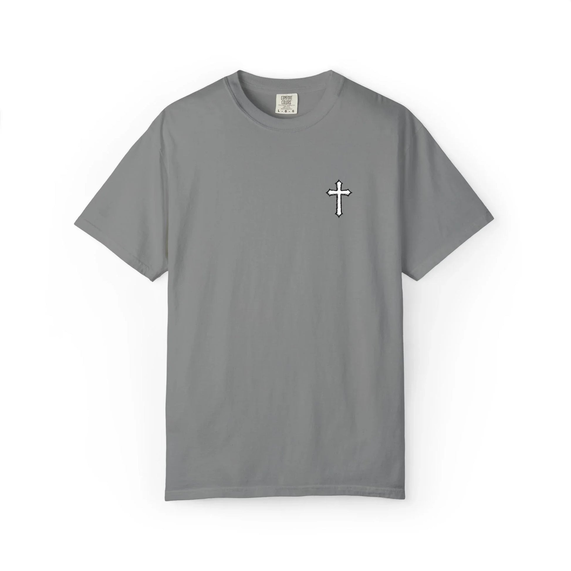 Cross Embroidered Tee T-Shirt | Garment-Dyed Vintage Cotton - Sheep Of Jesus