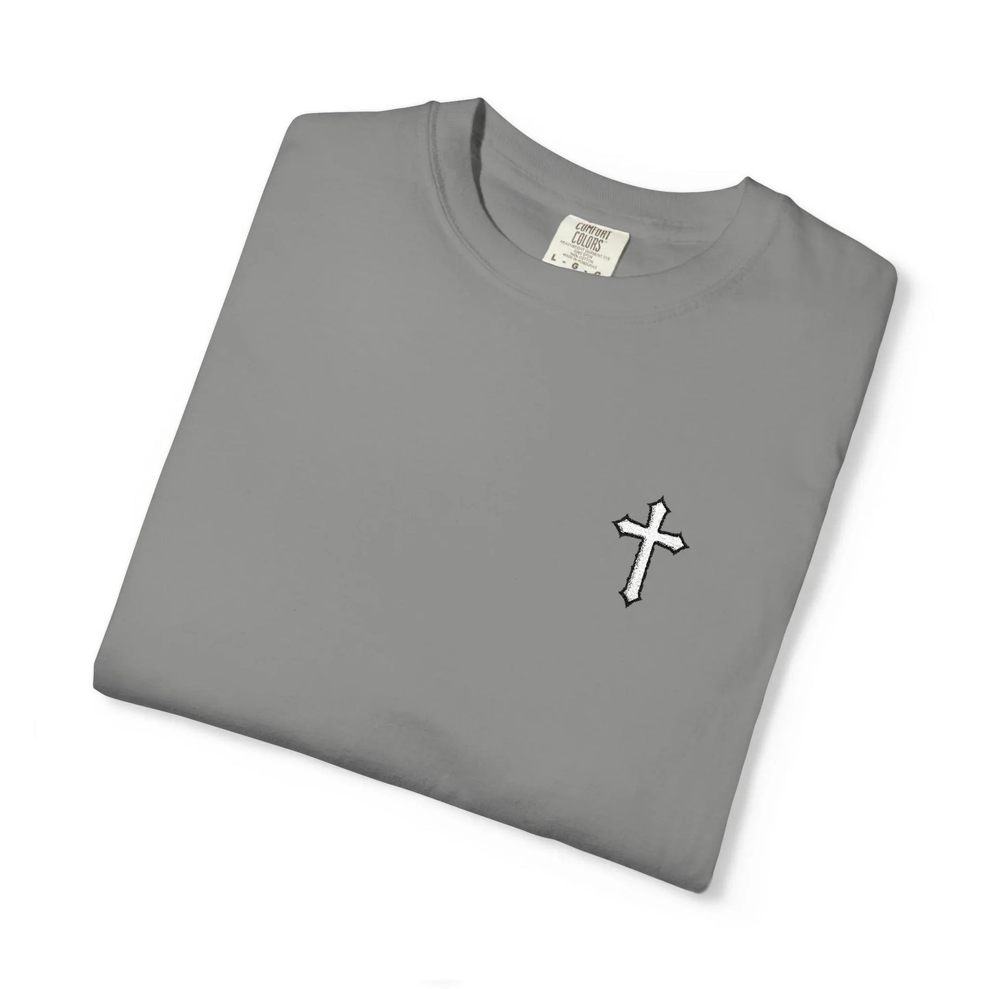 Cross Embroidered Tee T-Shirt | Garment-Dyed Vintage Cotton - Sheep Of Jesus