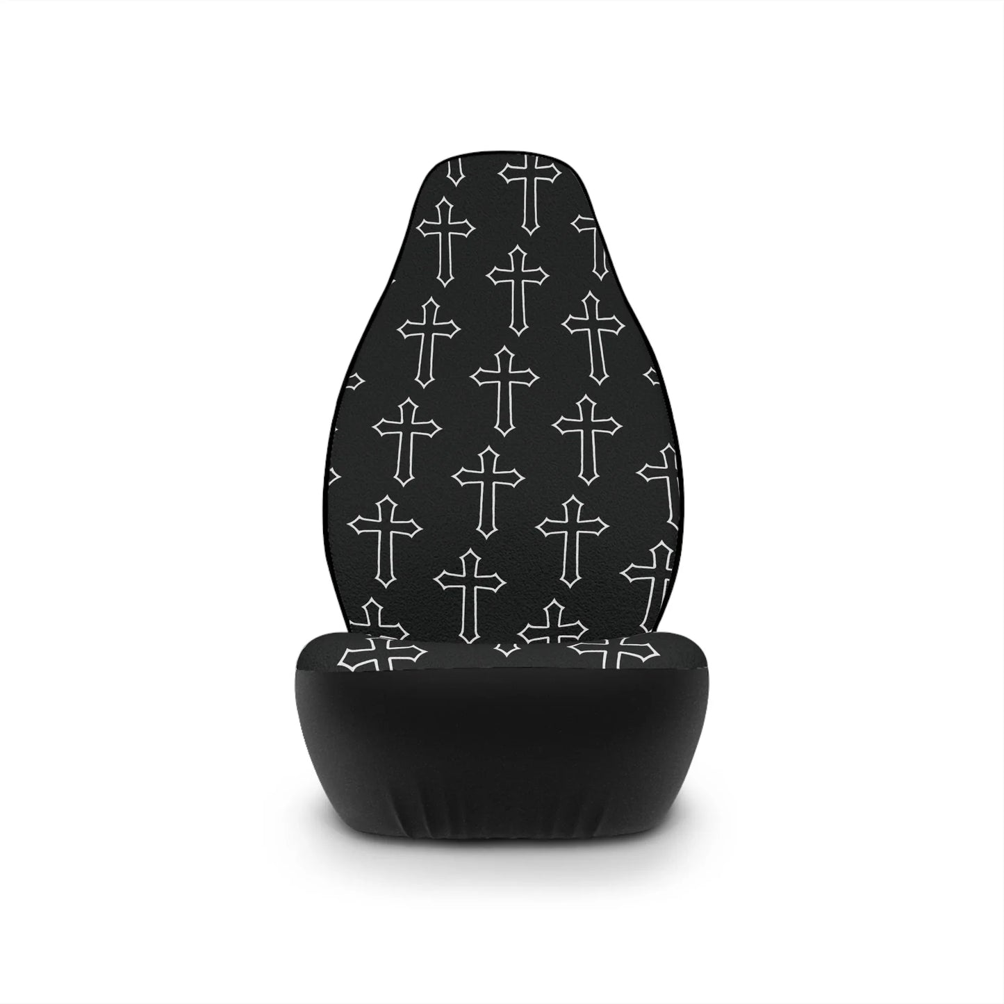 Black Cross Pattern Car Front Seat Covers - Sheep Of Jesus